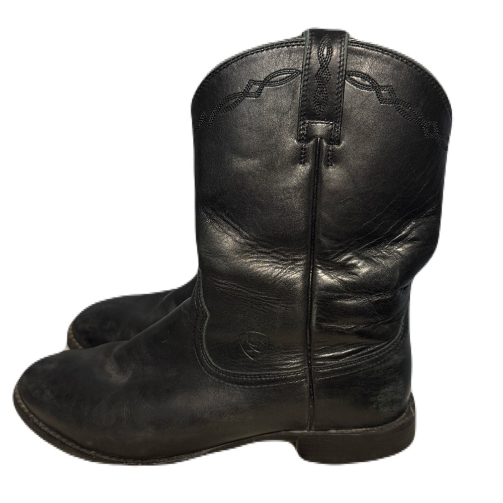 Ariat Black Heritage Leather Roper Boots 10 EE